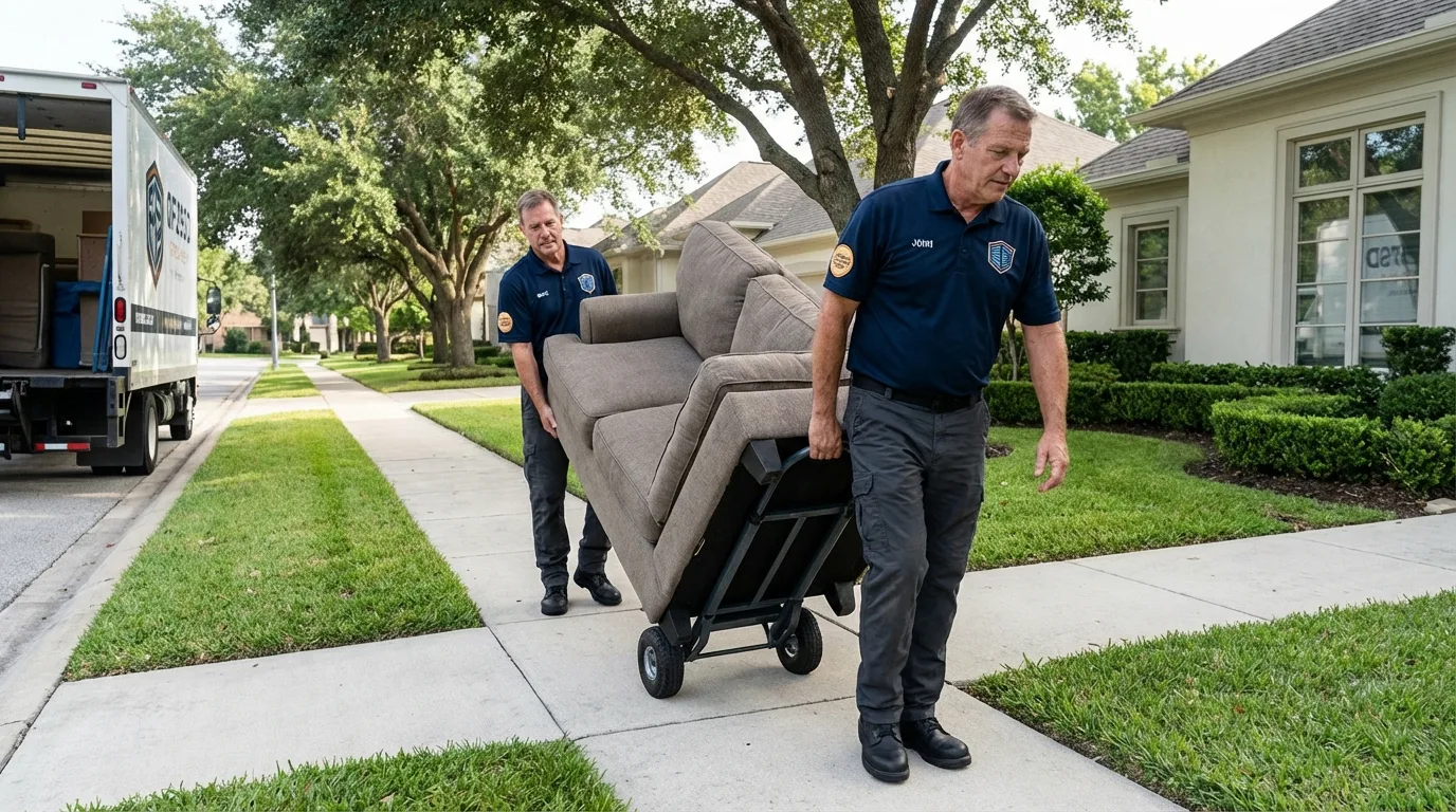 Local residential moving crew loading furniture in Long Beach, WA